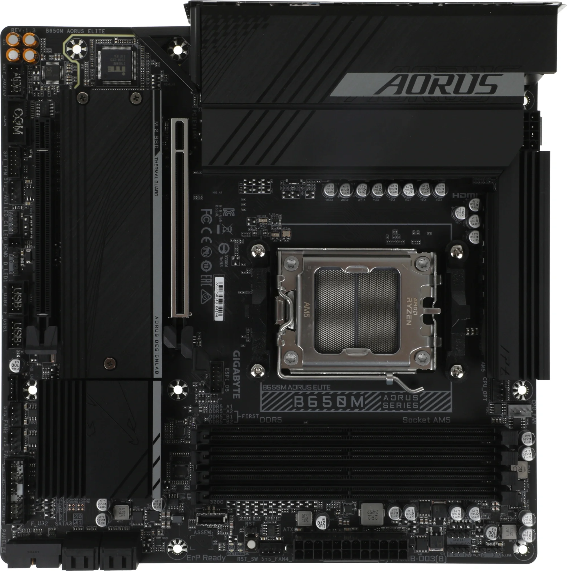 Материнская плата Gigabyte B650M AORUS ELITE Socket AM5 AMD B650 4xDDR5 mATX AC`97 8ch(7.1) 2.5Gg RAID+HDMI+DP