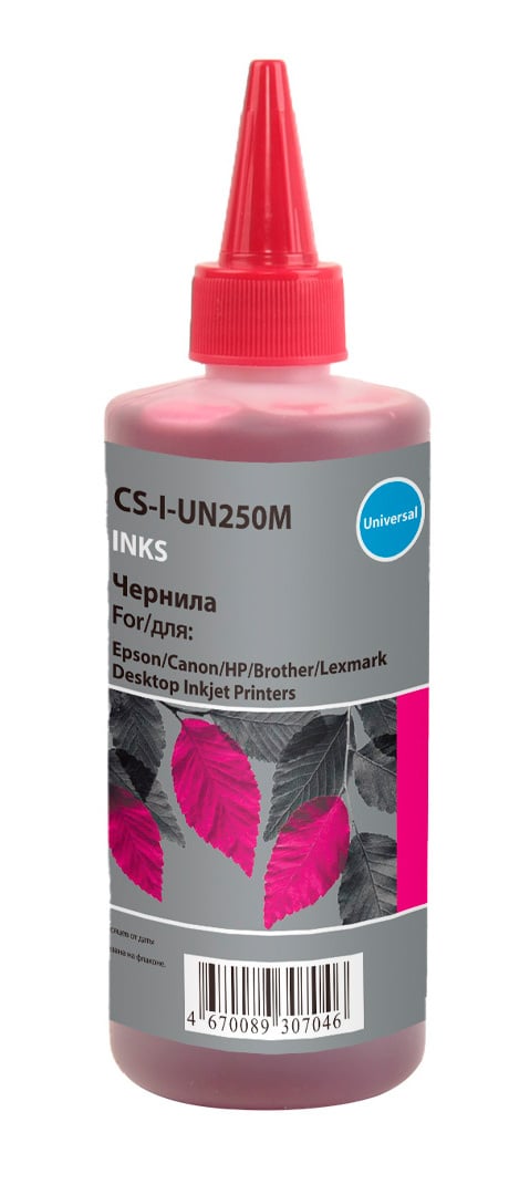 Чернила Cactus, 250мл, пурпурный, совместимые, водные для HP/Lexmark/Canon/Epson/Brother (CS-I-Un250M)