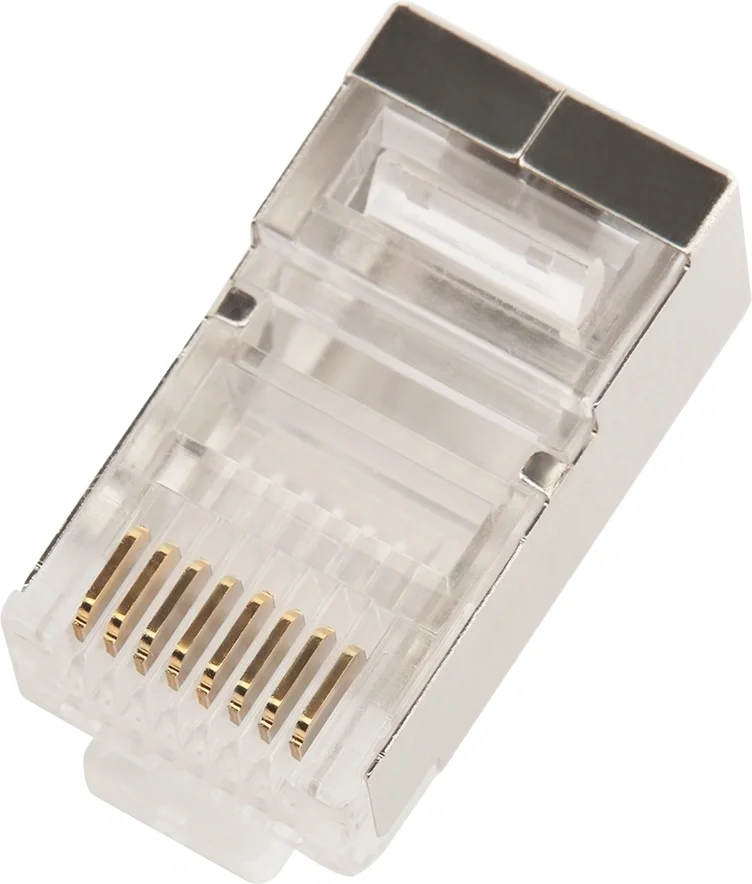 Коннектор RJ45 тип EZ, 8P8C, STP, Cat.5e, универсальный, со вставкой, покрытие 50 микрон,100 шт.