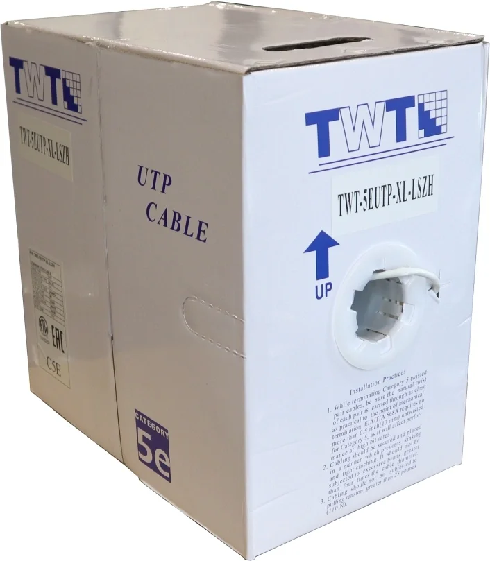 LANMASTER Кабель информационный TWT-5EUTP-XL-LSZH кат.5E UTP 4 пары 24AWG LSZH внутренний 305м белый