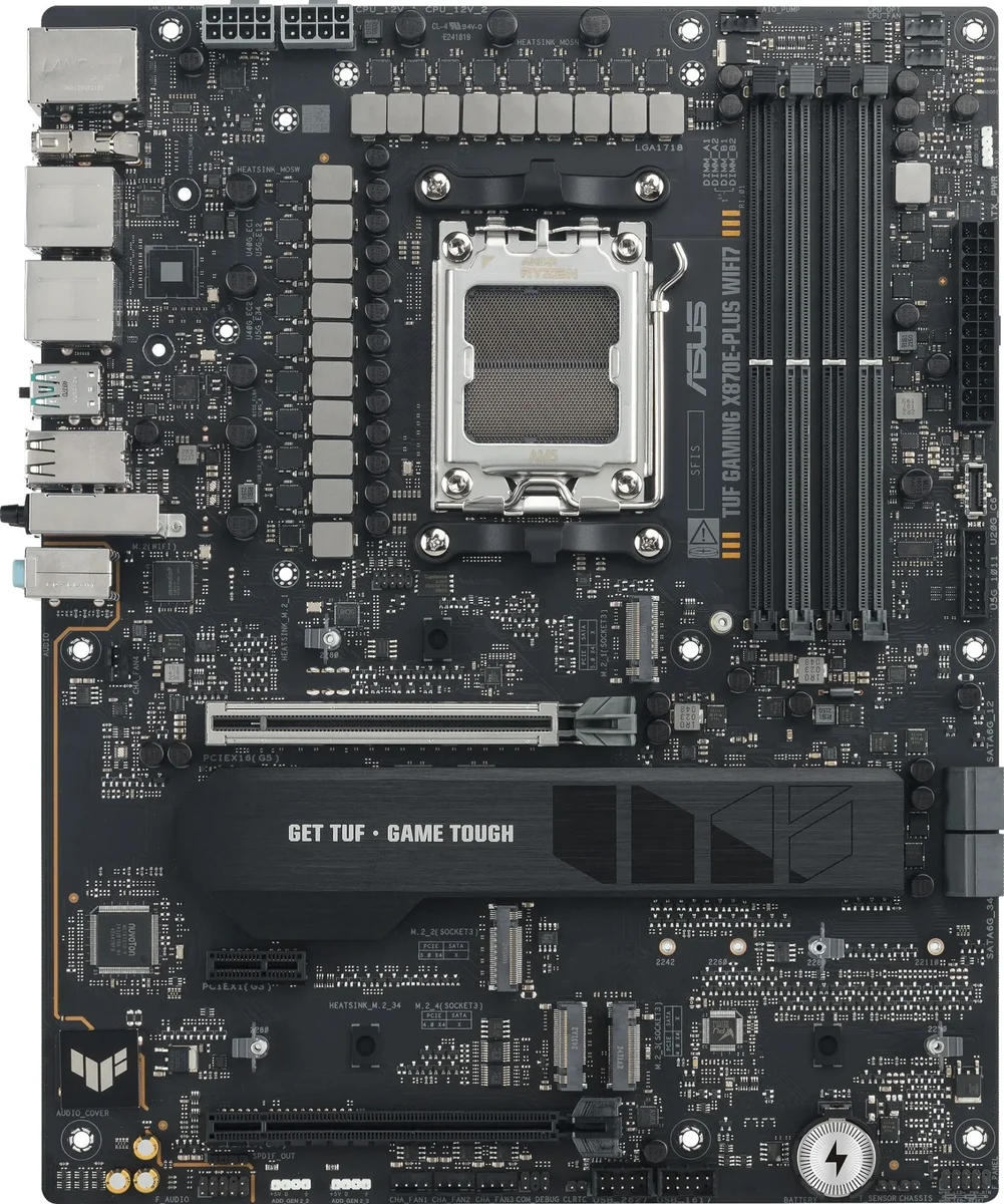 Материнская плата Asus TUF GAMING X870E-PLUS WIFI7 Socket AM5 AMD X870E 4xDDR5 ATX AC`97 8ch(7.1) 2.5Gg RAID+HDMI