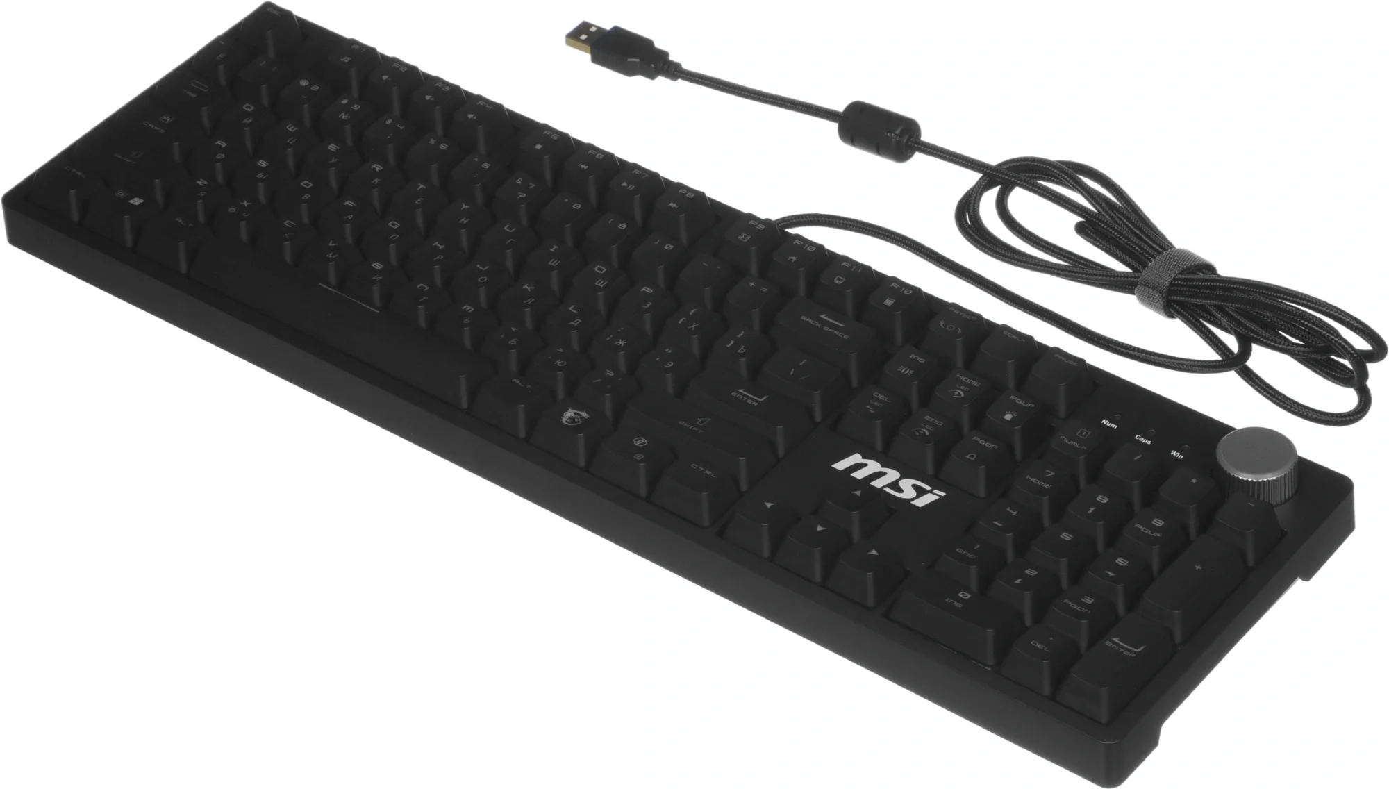 клавиатура Keyboard MSI FORGE GK320, Wired, mechanical red switches, hot-swapp, magnetic cover, volume scroll wheel,  multi-colour LED backlighting, Black