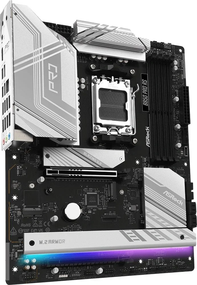 Материнская плата ASRock B850 PRO RS, AM5, AMD B850, 4xDDR5, 4xSATA, 4xM.2, 1xPCIe 5.0 x16, 1xPCIe 4.0 x4, 1xHDMI, 1xUSB-C, 1x2.5Gb LAN, 1xUSB-C 10Gbps, 1xUSB-C 5Gbps, 4xUSB-A 5Gbps, 6xUSB-A 2.0, 3x3.5 мм, 7.1, ATX