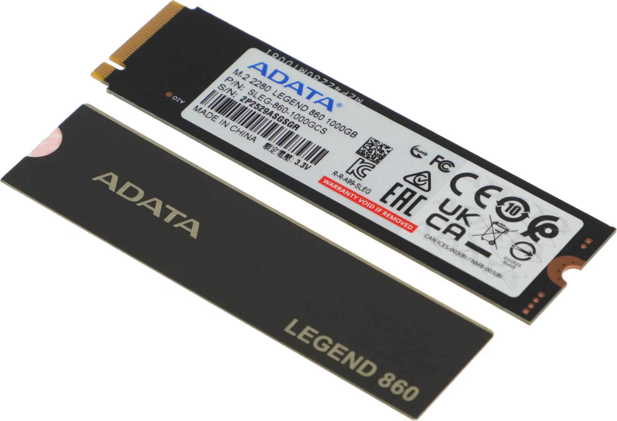 Твердотельный накопитель/ ADATA SSD LEGEND 860, 1000GB, M.2(22x80mm), NVMe 1.4, PCIe Gen 4x4, 3D NAND, R/W 6000/4000MB/s, IOPs н.д./н.д., TBW 320, DWPD 0.2 (5 лет)