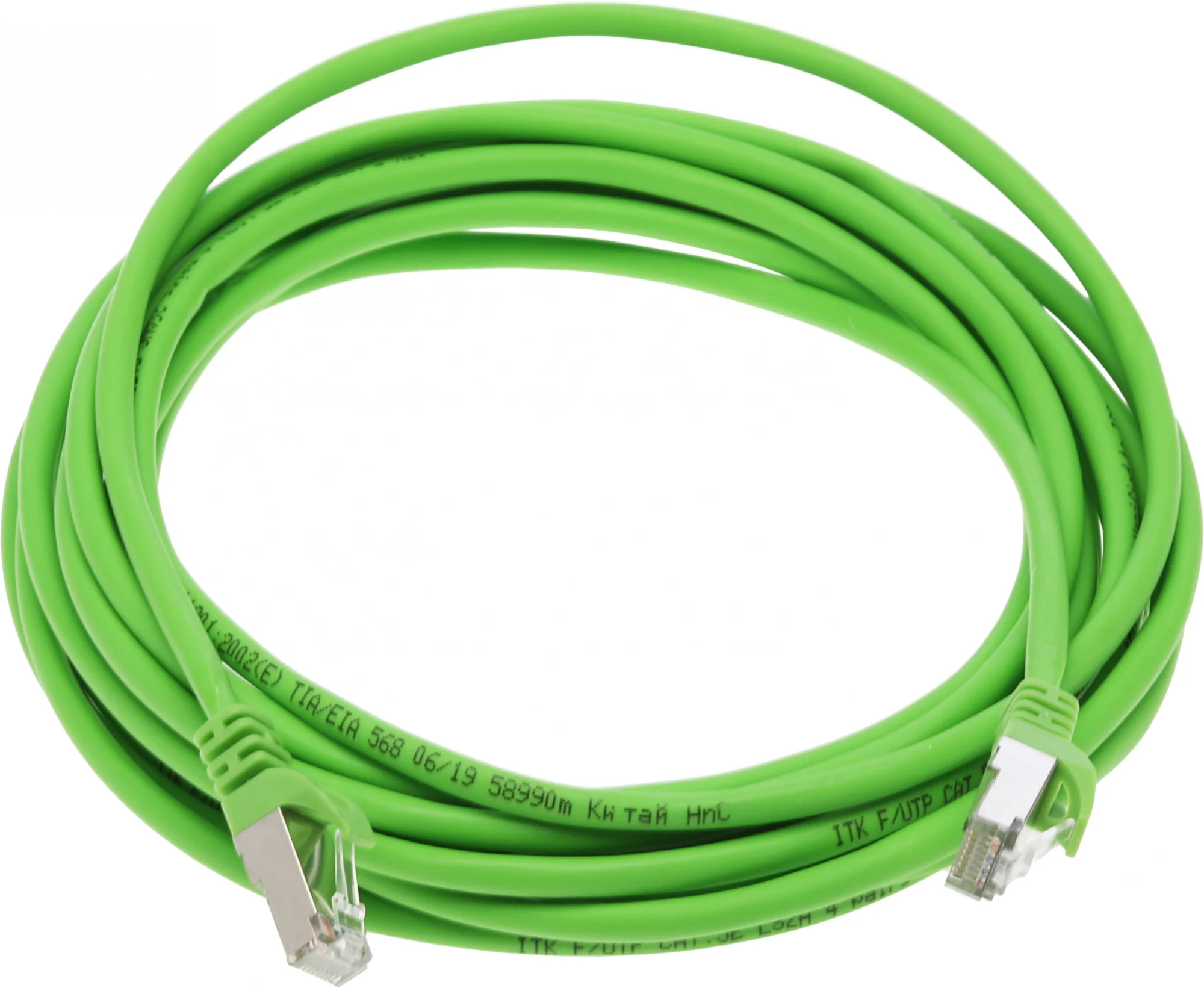 PC02-C5EFL-5M Патч-корд ITK  FTP RJ-45 вил.-вилка RJ-45 кат.5E 5м  зеленый LSZH (уп.:1шт)
