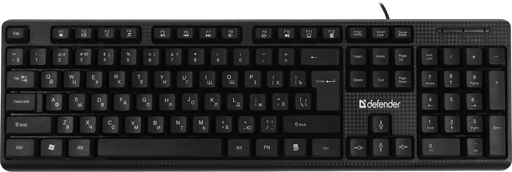 Defender Клавиатура проводная Daily HB-162, мембранная,104 кл., 12 (+FN) доп. клавиш, черный, USB, 1,8 м.