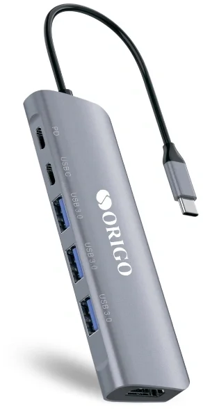 Порт-репликатор ORIGO - OU3360PD, USB Type C, 1-HDMI, 3-USB3.0 Type A, PD 100 Вт, цвет серебристый, OU3360PD/A1A