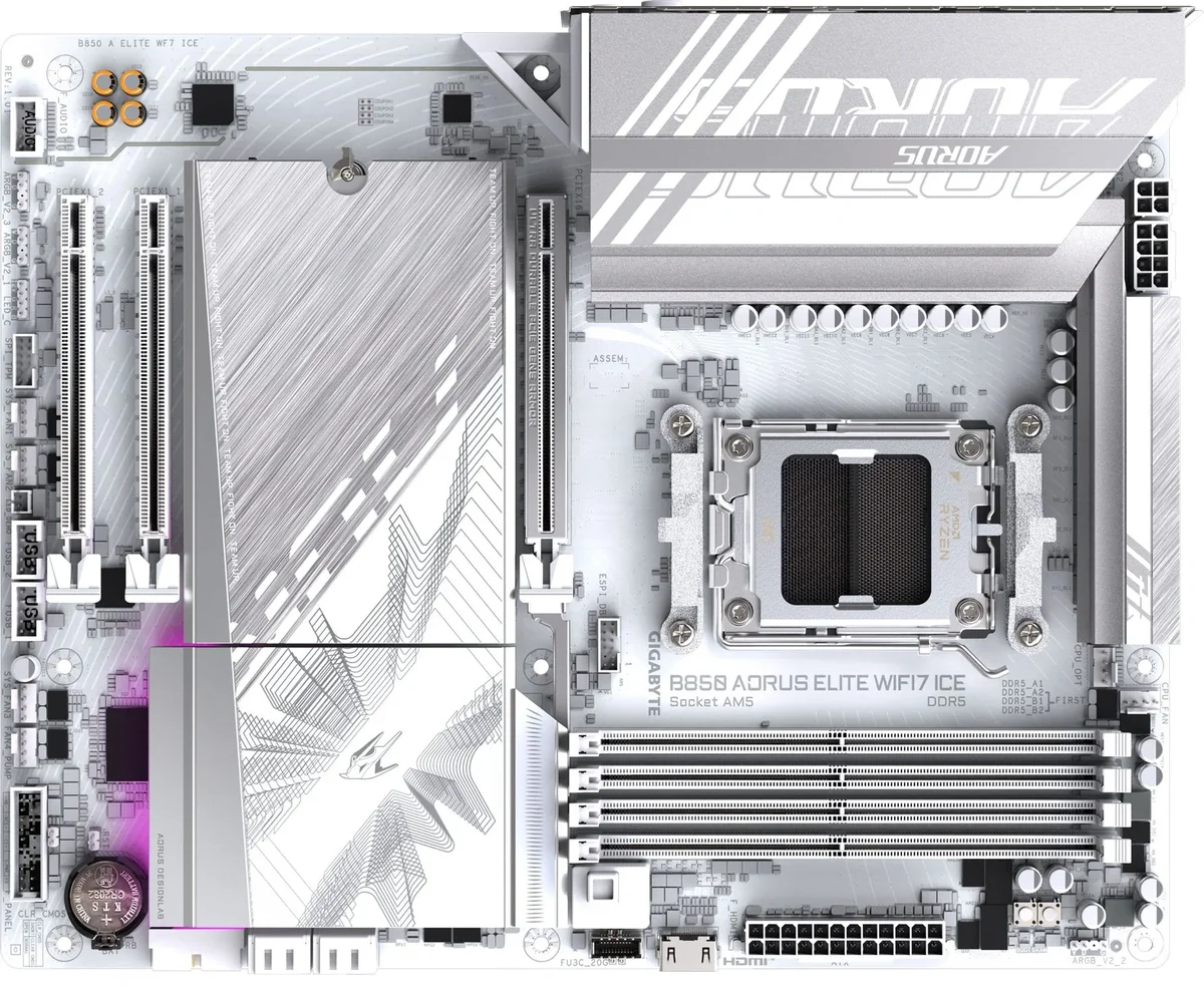 GIGABYTE B850 AORUS ELITE WIFI7 ICE, AM5, B850, 4*DDR5, 4*SATA, 3*M.2, 6*USB 3.2, 4*USB 2.0, Type-C, 2*PCIx16, DP+HDMI, ATX