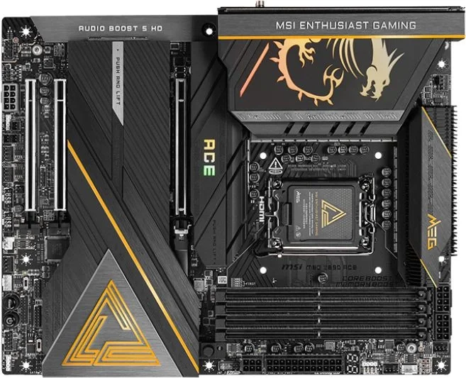 Материнская плата MSI MEG Z890 ACE, LGA 1851, Intel Z890, 4xDDR5, 4xSATA, 5xM.2, 1xPCIe 5.0 x16, 1xPCIe 5.0 x8, 1xPCIe 4.0 x4, 1xHDMI, 1x 10Gb LAN, 11xUSB-A 3.2 Gen 2, 2xUSB-C 3.2 Gen 2, 2xThunderbolt 4, 2x3.5 мм, 7.1, ATX