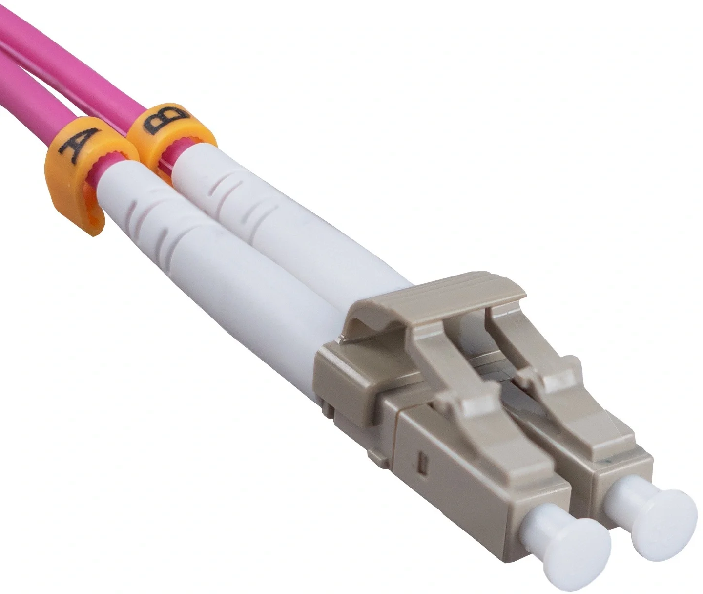 FOP-50-OM4-LC-LC-10m Коммутационный шнур оптический Cabeus tight buffer Duplex LC/LC (UPC/UPC) OM4 50/125 LSZH D 3мм 10м цвет: маджента