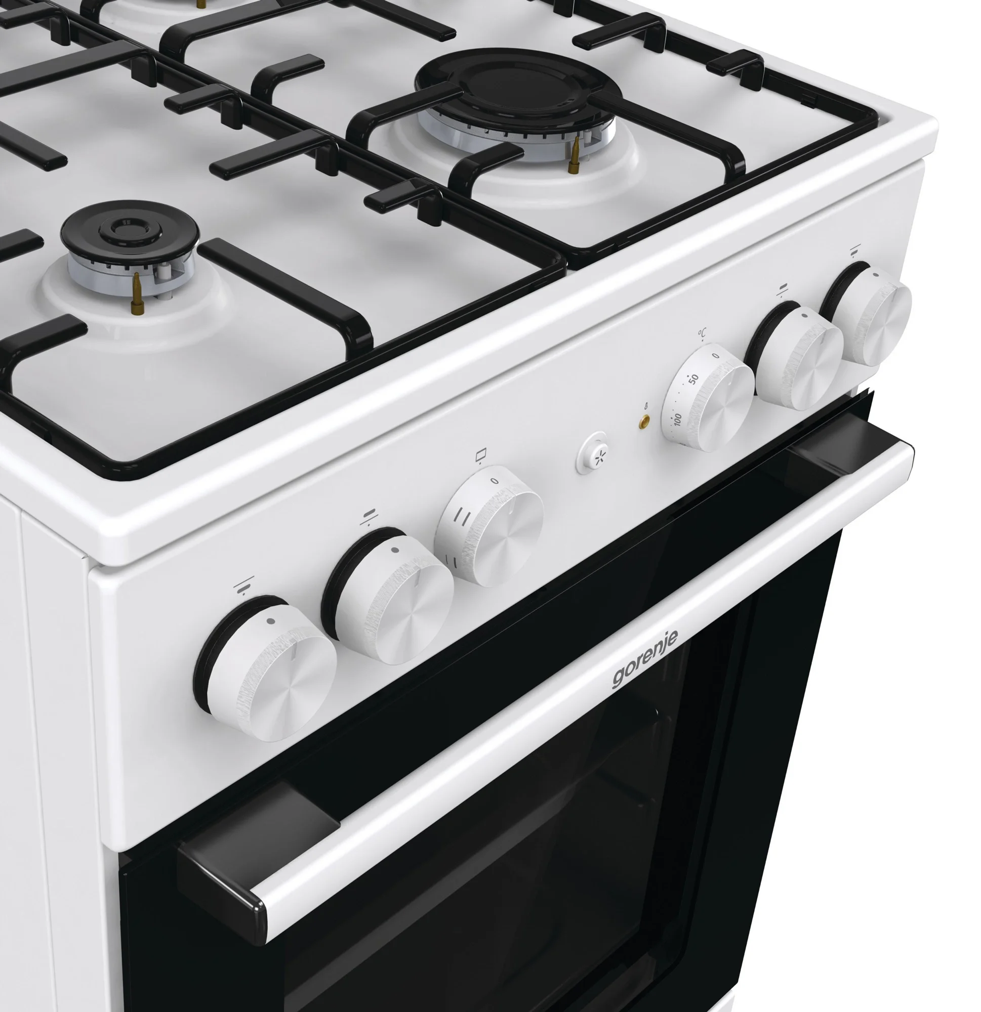 Комбинированная плита Gorenje/ Комбинированная плита Gorenje, Линия Essential, Эмаль SilverMatte, объем духовки 68 л, механическое управление, электроподжиг, рельефные направляющие, 2 стекла+термослой, энергоэффективность А, цвет белый