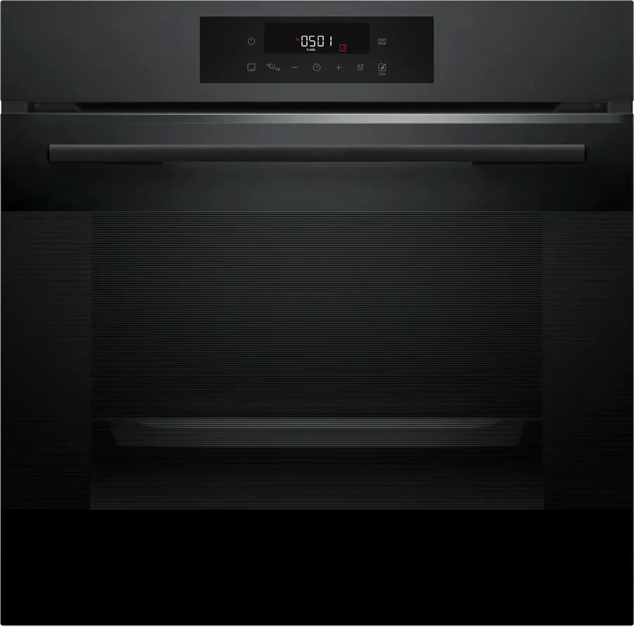 Духовой шкаф электрический Bosch HJG852YT0T Serie 6, 60 см, 66 л, черный матовый,сенсорное управление, 8 режимов+AutoPilot 30(30 автоматических программ), LCD-дисплей, галогенное освещение, самоочистка EcoClean,Soft Open and Soft Close door,телескопические направляющие на 2 уровнях