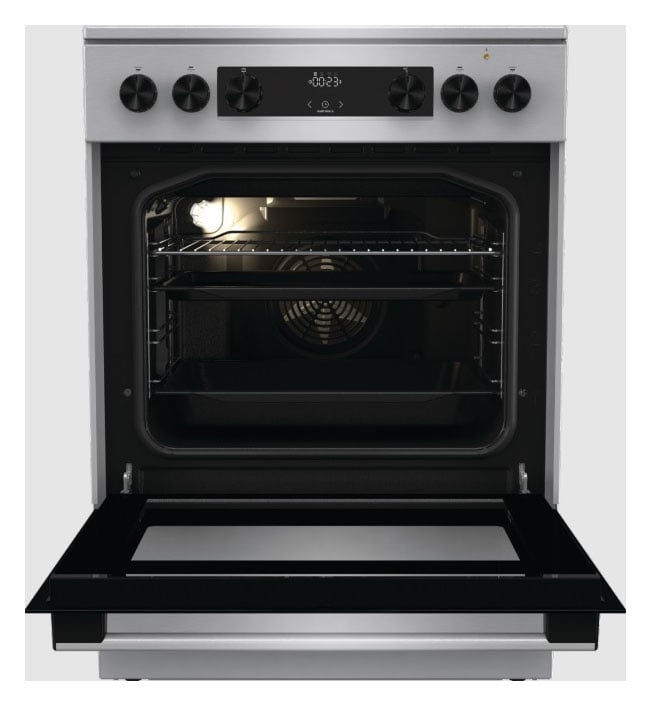 Плита GORENJE/ Тип плиты: электрическая, Тип варочной поверхности: стеклокерамическая, Цвет: нержавеющая сталь, Гриль: Есть, Ширина, см: 60