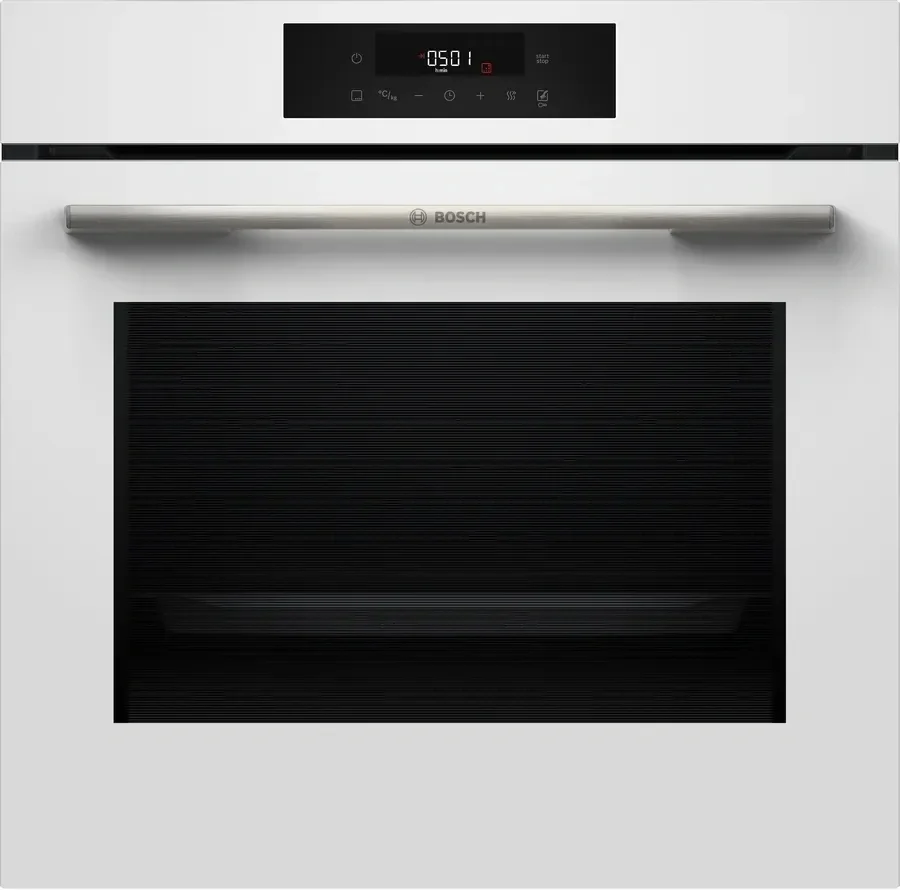 Духовой шкаф электрический Bosch HJG852YW0T Serie 6, 60 см, 66 л, белый,сенсорное управление, 8 режимов+AutoPilot 30(30 автоматических программ), LCD-дисплей, галогенное освещение, самоочистка EcoClean,Soft Open and Soft Close door,телескопические направляющие на 2 уровнях