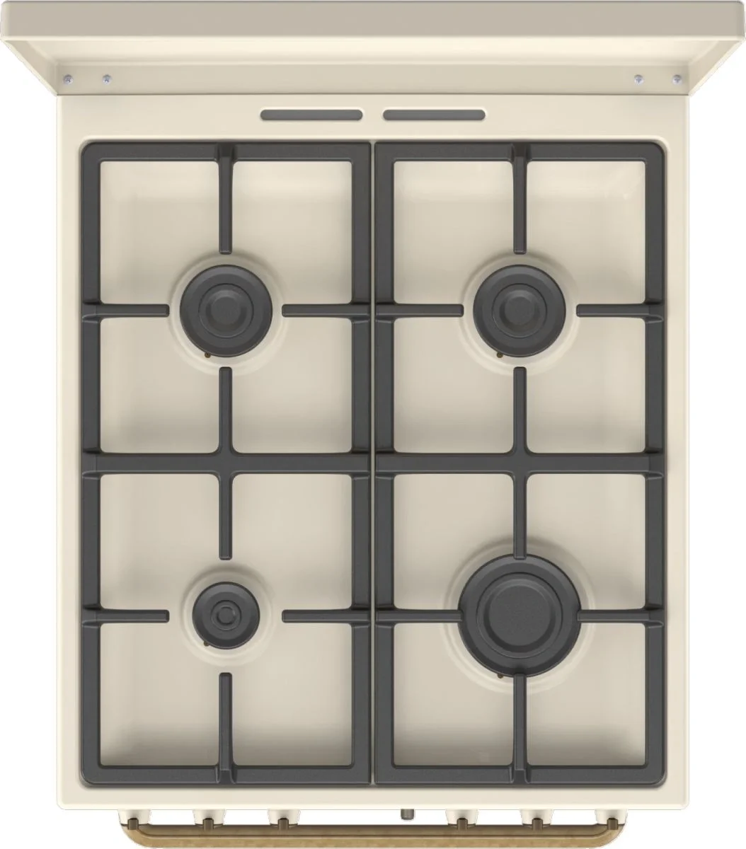Gorenje Плита комбинированная Gorenje GKS5B70CLI (Classico / Бежевая / духовка - 70 л / 4 газовые конфорки / Чугунные решетки / металлическая крышка)