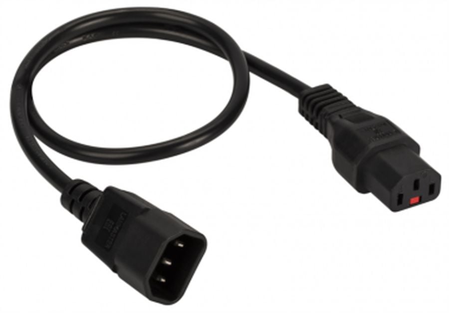 LAN-PP13L/14-1.8-BK Шнур для блока питания Lanmaster IEC 60320 С13 вилка IEC 60320 С14 1.8 м 10А с защитой подключения цвет: чёрный