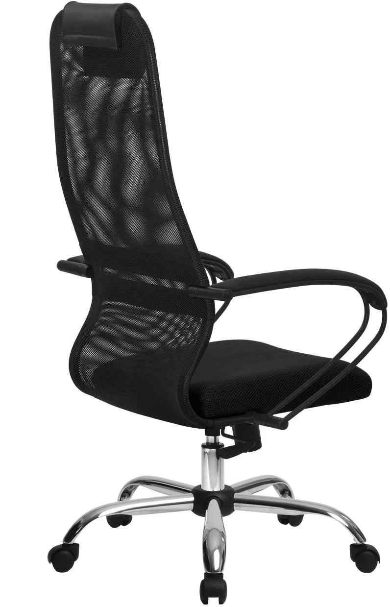 Z312456721 Кресло Метта SU-B-8 черный сиденье черный сетка/ткань с подголов.  крестов. металл хром