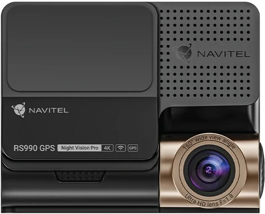 Видеорегистратор Navitel RS990 GPS, 3840x2160, 3", с камерой заднего вида, GPS, Wi-Fi, G-сенсор, датчик движения, GPS-информатор
