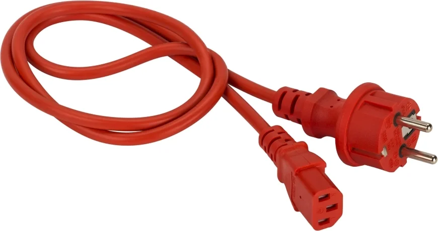 Кабель питания LANMASTER, IEC 320 C13 -> Schuko CEE 7 10A, 1.8 м, цвет красный, LAN-PP13/SH-1.8-RD