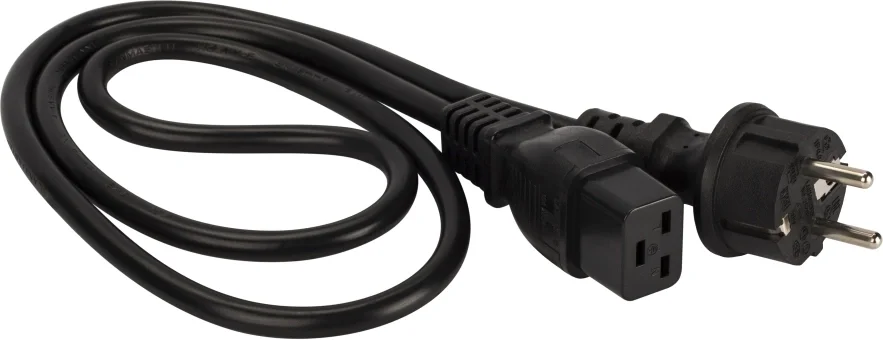 Кабель питания LANMASTER - LAN-PP19/SH, IEC 320 C19 -> Schuko CEE 7 16A, 1 м, цвет чёрный, LAN-PP19/SH-1.0-BK