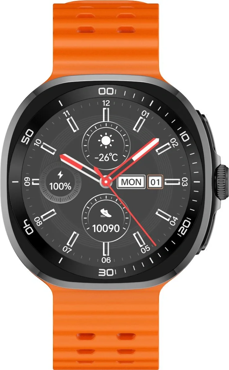Смарт-часы Tecno Watch Neo 1.43" AMOLED корп.черный рем.черный/оранжевый разм.брасл.:130-210мм (WN01)