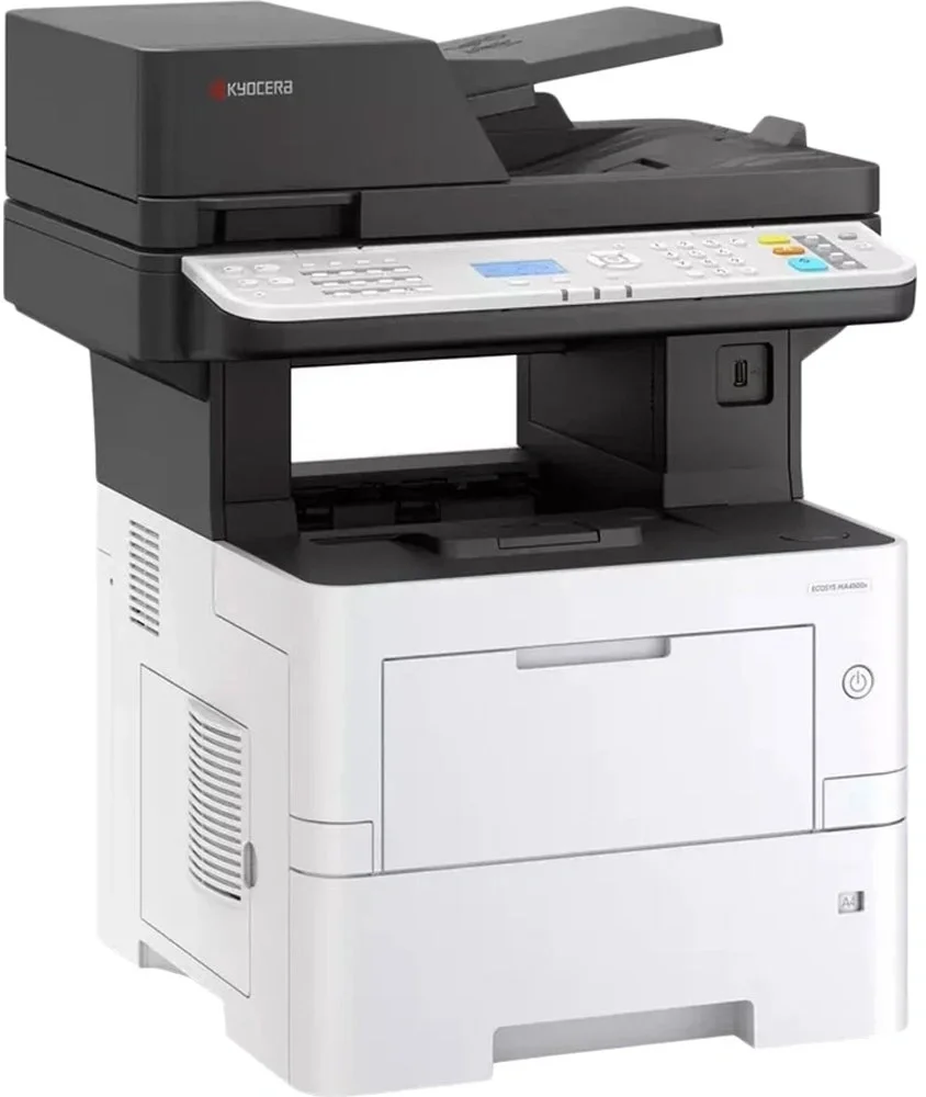 МФУ лазерное Kyocera ECOSYS MA4500x (Азия), (P/C/S, ч/б лазерный, A4, 45 стр/мин, 1200x1200 dpi, 1 Гб, USB 2.0, Network, лоток 500 л., Duplex, DADF, старт.тонер 6000 стр.)Ff