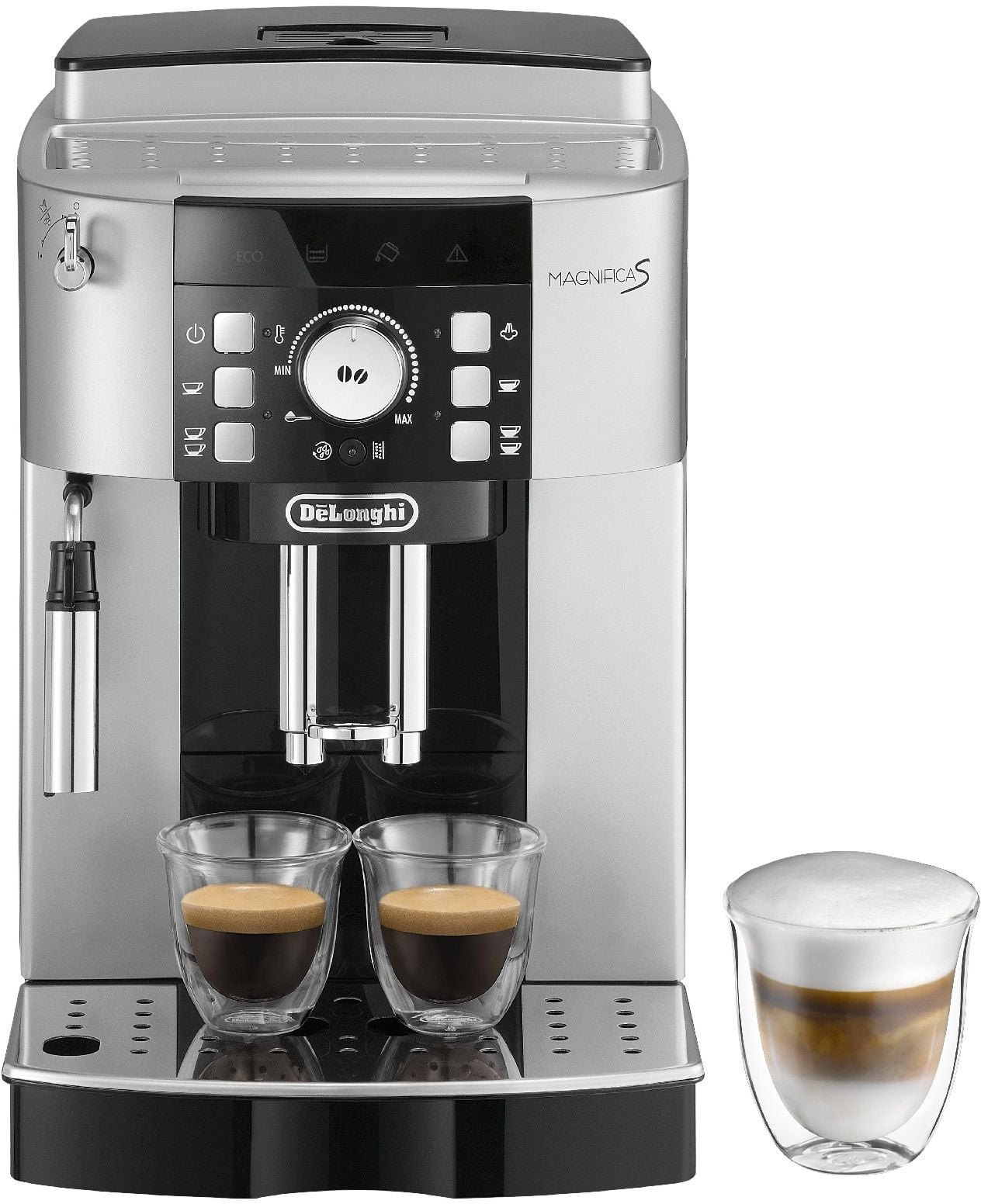 Кофемашина автоматическая DeLonghi ECAM 21.117.SB серебристый/черный, исп. кофе - зерновой/молотый, 1.8 л, 1450 Вт, 15 бар