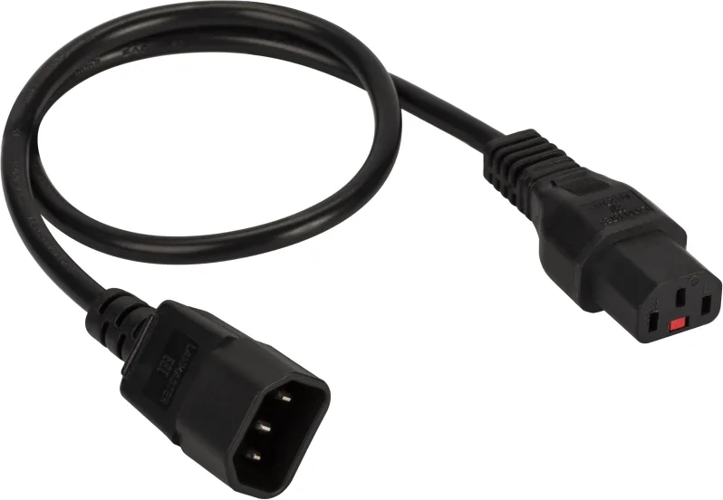 LAN-PP13L/14-3.0-BK Шнур для блока питания Lanmaster IEC 60320 С13 вилка IEC 60320 С14 3 м 10А с защитой подключения цвет: чёрный