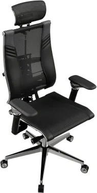 Кресло руководителя эргономичное Метта Yoga Spine Triumph B2 (Черный CC.50.15.13A) Infinity Easy Clean экокожа/сетка с подголов. крестов. алюминий хром