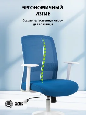 Кресло Cactus CS-WMC333 темно-синий сиденье темно-синий сетка/ткань низк.спин. крестов. пластик пластик белый
