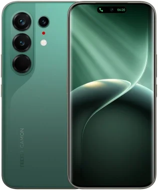 Смартфон Tecno Camon 50 Ultra 5G 256Gb 12Gb зеленый моноблок 3G 4G 2Sim 6.78" 1208x2644 Android 16 50Mpix 802.11 a/b/g/n/ac/ax NFC GPS GSM900/1800 GSM1900 Protect FM