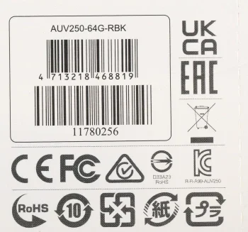 Флеш Диск A-Data 64Gb UV250 AUV250-64G-RBK USB2.0 серебристый
