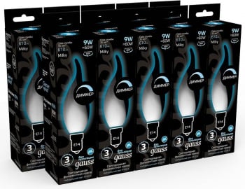 Лампа светодиодная Gauss Filament 104201209-D 9Вт цок.:E14 свеча 220B св.свеч.бел.нейт. (упак.:10шт)