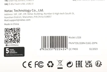 Флеш Диск Netac 16Gb U326 NT03U326N-016G-20PN USB2.0 серебристый