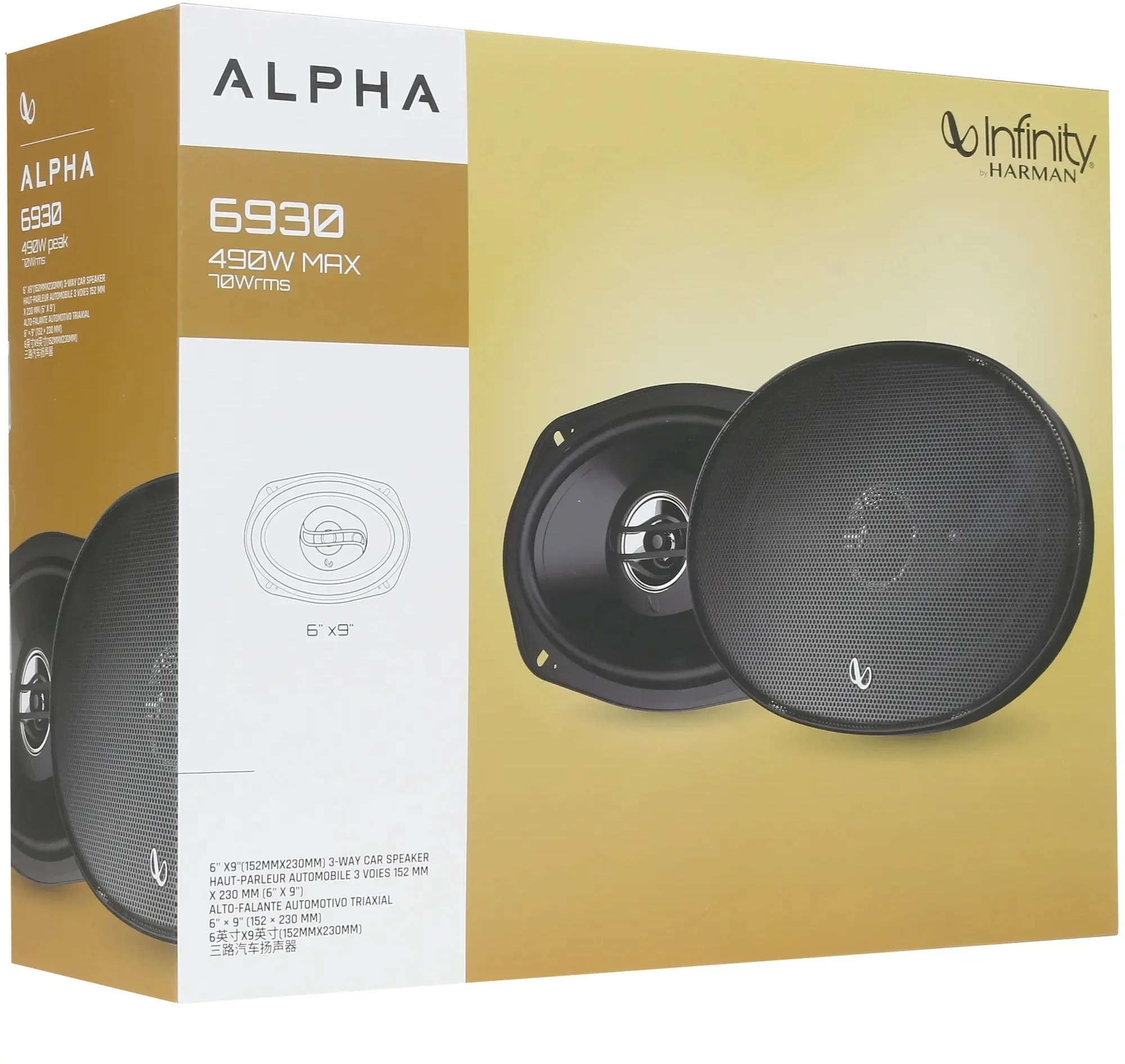 Колонки автомобильные Infinity Alpha 6930 490Вт 92дБ 4Ом 16x24см (6x9дюйм) (ком.:2кол.) коаксиальные трехполосные