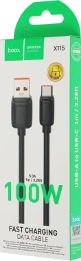 Кабель Hoco X115 51974 USB (m)-USB Type-C (m) 1.2м черный