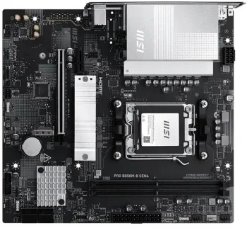 Материнская плата MSI PRO B850M-B GEN4 Socket AM5 AMD B850 2xDDR5 mATX AC`97 8ch(7.1) 2.5Gg RAID+HDMI+DP
