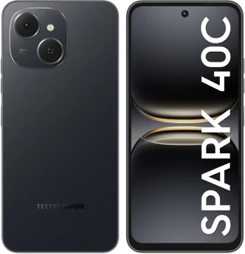 Смартфон Tecno Spark 40C 128Gb 8Gb черный моноблок 3G 4G 2Sim 6.67" 720x1600 Android 15 13Mpix 802.11 a/b/g/n/ac/ax GPS GSM900/1800 Protect FM microSD max1024Gb