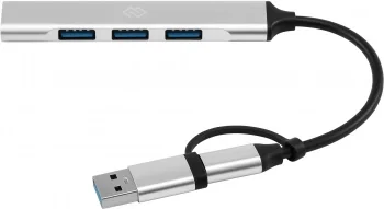 Разветвитель USB-C + USB-A Digma DHUB-4USB-AC-2.0 4порт. серебристый