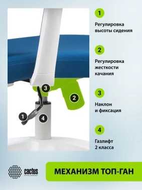 Кресло Cactus CS-WMC333 темно-синий сиденье темно-синий сетка/ткань низк.спин. крестов. пластик пластик белый