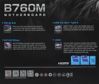 Материнская плата Biostar B760NH-E Soc-1700 Intel B760 2xDDR5 mini-ITX AC`97 8ch(7.1) 2.5Gg RAID+HDMI+DP