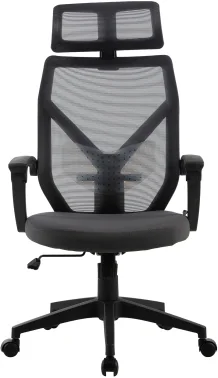 Кресло Cactus CS-MC414 черный/серый сетка/ткань с подголов. крестов. пластик пластик черный