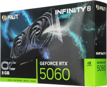 Видеокарта Palit PCI-E 5.0 PA-RTX5060 INFINITY 2 OC NVIDIA GeForce RTX 5060 8Gb 128bit GDDR7 2280/28000 HDMIx1 DPx3 HDCP Ret