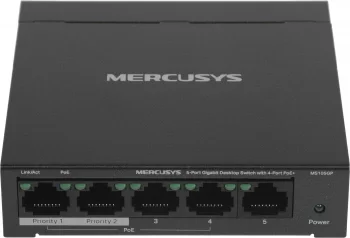 Коммутатор Mercusys MS105GP (L2) 5x1Гбит/с 4PoE+ 65W неуправляемый