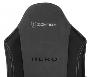Кресло игровое Zombie Hero серый ткань/эко.кожа крестов. пластик