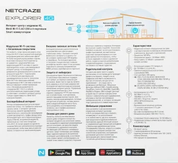 Роутер беспроводной Keenetic Netcraze Explorer 4G (NC-4910) AC1200 10/100BASE-TX/4G cat. 4 белый