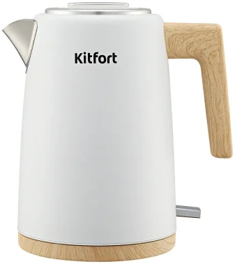 Чайник электрический Kitfort КТ-6794 1.7л. 2200Вт белый/дерево корпус: нерж.сталь/пластик