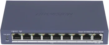 Коммутатор Hikvision DS-3E1309P-EI(B) (L2) 8x100Мбит/с 1x1Гбит/с 8PoE 8PoE+ 110W управляемый