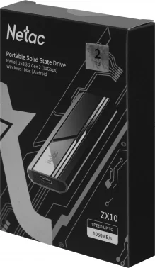 Накопитель SSD Netac USB-C 2TB NT01ZX10-002T-32BK ZX10 черный