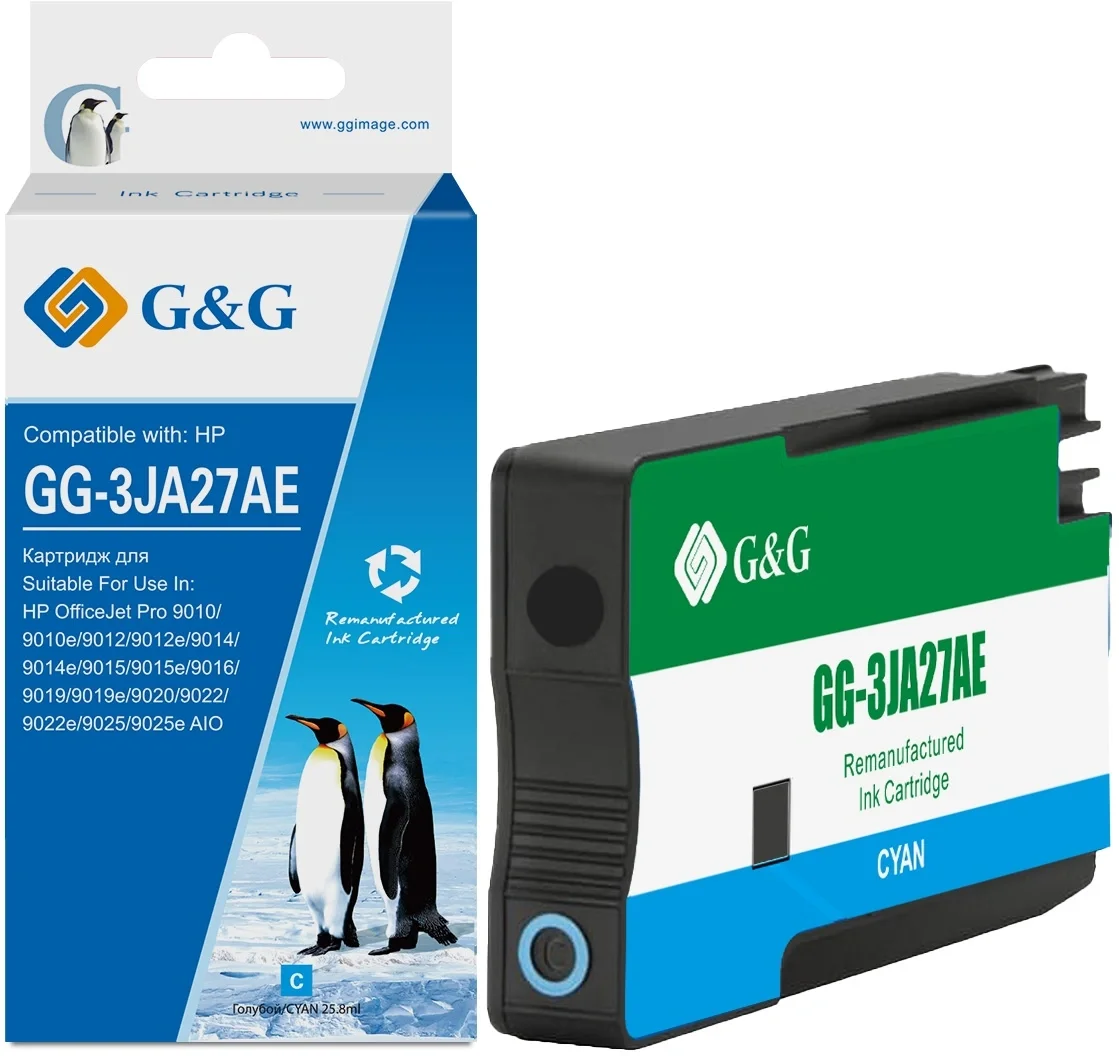 Картридж струйный G&G GG-3JA27AE 963XL голубой (25.8мл) для HP OfficeJet Pro 9010/9010e/9012/9012e/9014/9014e/9015/9015e/9016/9019/9019e/9020/9022/9022e/9025/9025e AIO с чипом